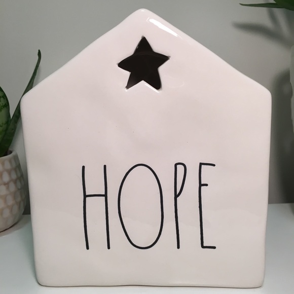 NEW Rae Dunn “HOPE” Tea Light Candle House w/ ⭐️ - Picture 2 of 7